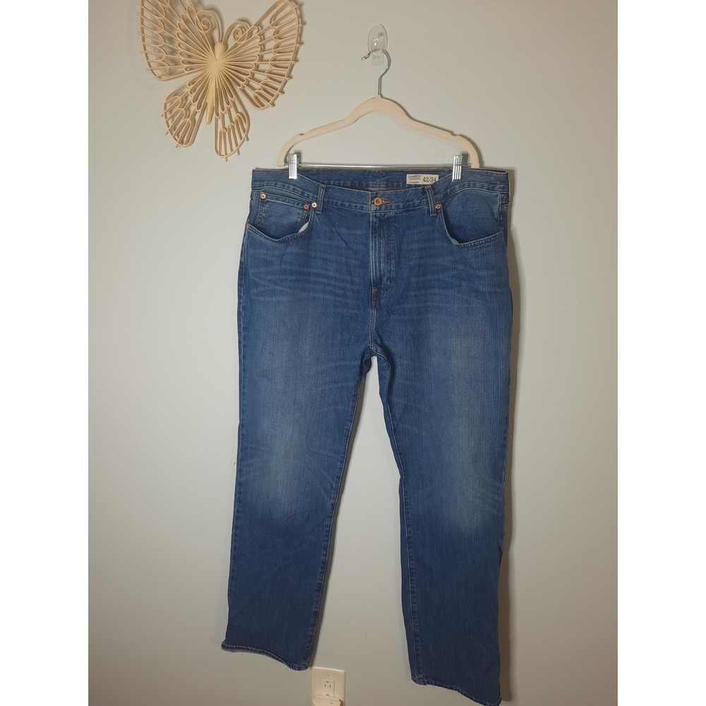 Cremieux Premium Denim Mens Straight Leg Jeans Blue Medium Wash 42x34 Cotton